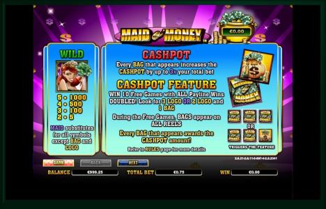 Maid O Money Slot Machine Cashpot Feature Screen