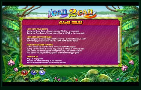 1Can 2Can Slot Machine Game Rules Screen