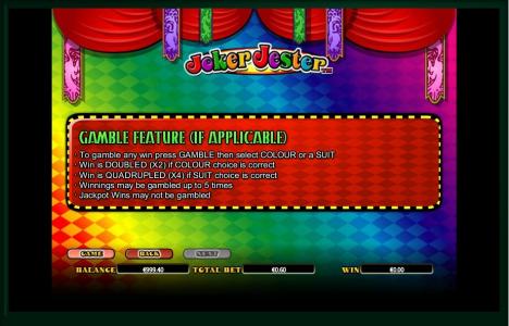Joker Jester Slot Machine Game Feature Screen