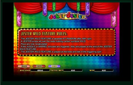 Joker Jester Slot Machine Jester Wild Feature Screen