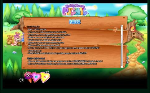 Teddy Bears Picnic Slot Machine Game Rules Screen