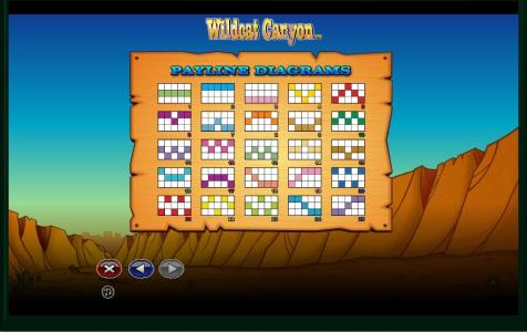 Wildcat Canyon Slot Machine Paylines Screen