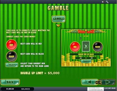 Mr. Cashback Slot Machine Gamble Feature Screen