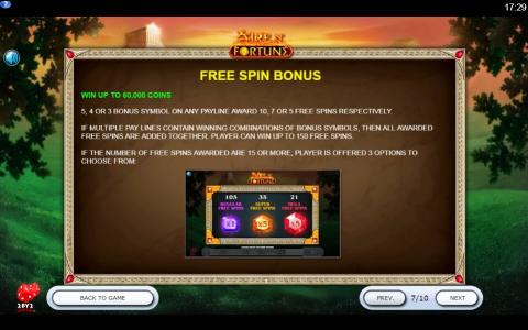 Fire N' Fortune Slot Machine Free Spins Bonus Screen