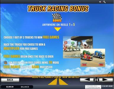 Highway Kings Slot Machine Truck Racing Bonus Feature Screen
