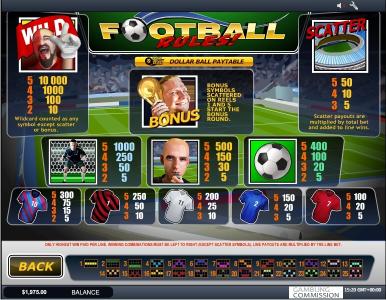 Football Rules Slot Machine Paytable Screen