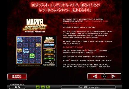 Elektra Slot Machine Progressive Jackpot Information Screen