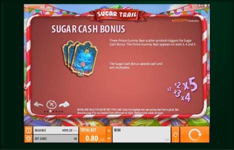 Sugar Trail Slot Machine Bonus Feature Screen