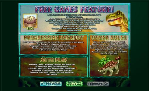 T-Rex Slot Machine Free Games Feature Screen