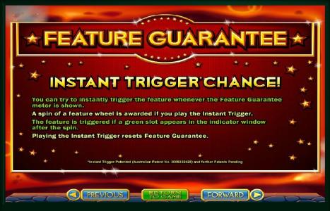 Vulcan Slot Machine Feature Guarantee and Instant Trigger Chance Screen