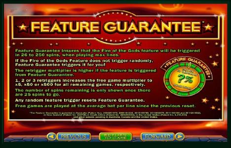 Vulcan Slot Machine Feature Guarantee Screen