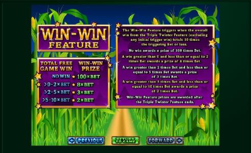 Triple Twister Slot Machine Win-Win Feature Screen