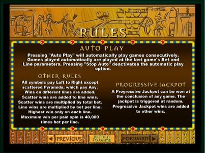 Cleopatras Gold Slot Machine Game Rules Screen