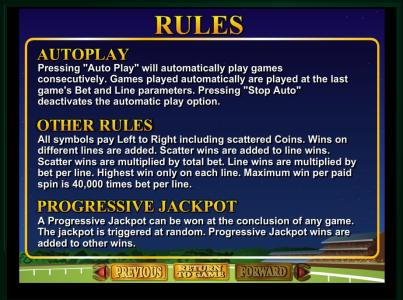 Derby Dollars Slot Machine Game Rules Screen