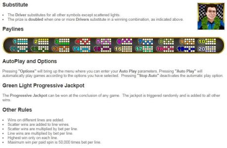 Green Light Slot Machine Game Rules Screen