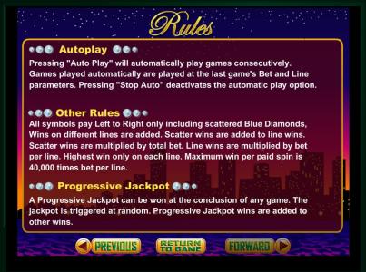 Diamond Dozen Slot Machine Game Rules Screen