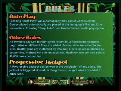 Tiger Treasures Slot Machine Game Rules Screen