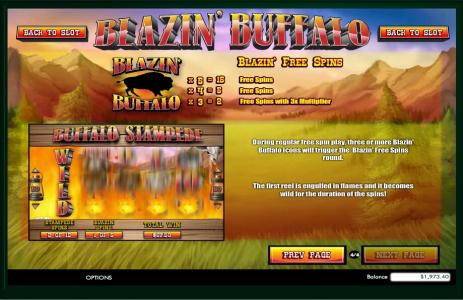 Blazin Buffalo Slot Machine Free Spins Bonus Screen