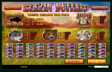 Blazin Buffalo Slot Machine Buffalo Stampede Free Spins and Paytable with Jackpot Information