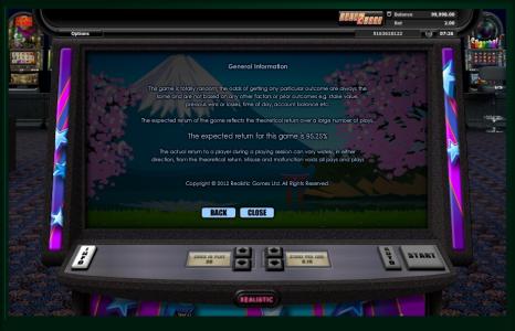 Super Graphics Upsidedown Slot Machine Playback Information Screen