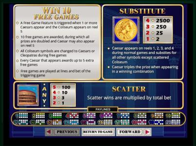 Caesars Empire Slot Machine Free Games and Scatter Wins Screen