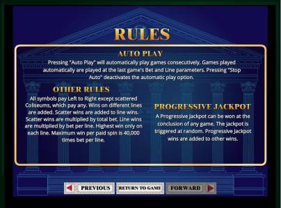 Caesars Empire Slot Machine Paytable Screen