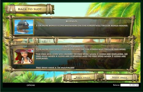 Jolly Rogers Jackpot Slot Machine Free Spins Bonus Screen