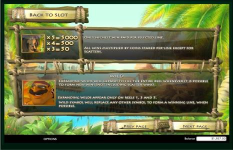 Jolly Rogers Jackpot Slot Machine Wild Symbol Screen