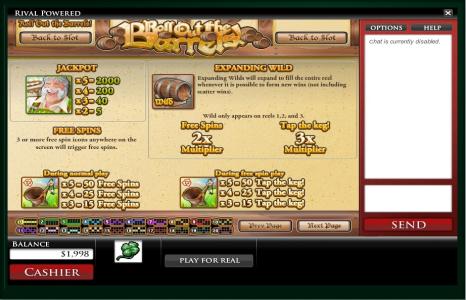 Roll Out the Barrels Slot Machine Expanding Wilds and Free Spins Screen