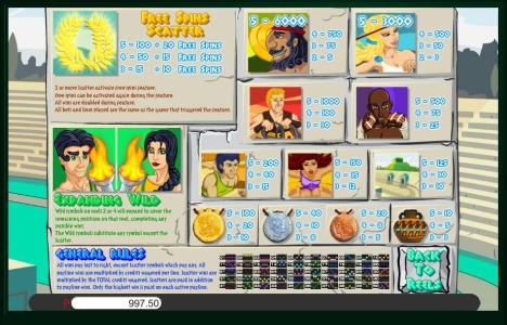 Legends of Olympia Slot Machine Paytable Screen