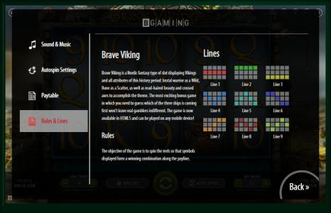 Brave Viking Slot Machine Paylines Screen