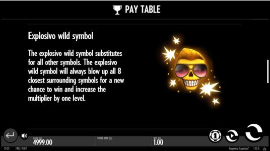 Esqueleto Explosivo Slot Machine Wild Symbol Screen