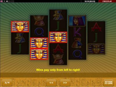 Eye of Ra Slot Machine Winning Combination Display Screen