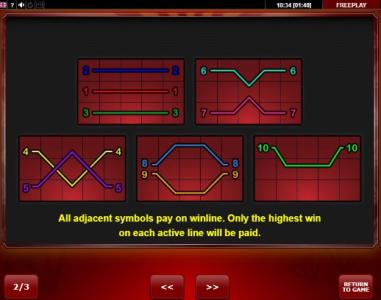 Hot Diamonds Slot Machine Paylines Screen