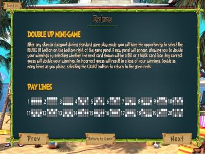 The Tipsy Tourist Slot Machine Paylines Screen