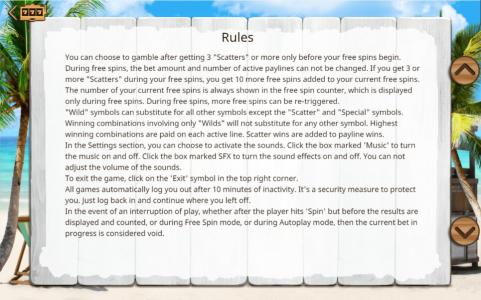Golden Girls Slot Machine Game Rules Screen