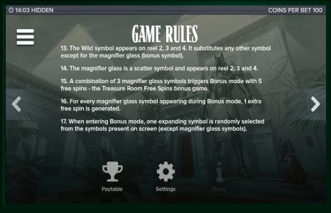 Hidden Slot Machine Game Rules Screen