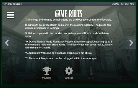 Hidden Slot Machine Game Rules Screen