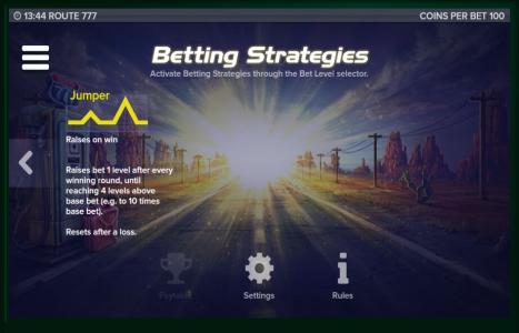 Route 777 Slot Machine Betting Strategies Screen