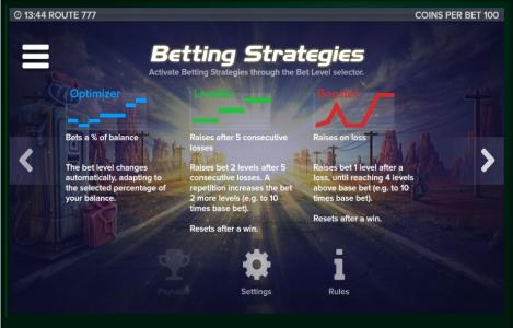 Route 777 Slot Machine Betting Strategies Screen