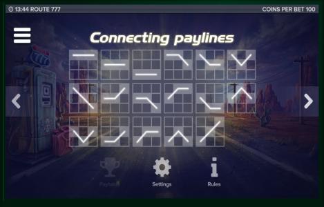 Route 777 Slot Machine Paylines Screen