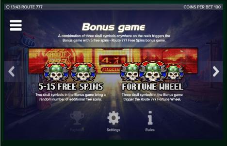 Route 777 Slot Machine Bonus Game Screen