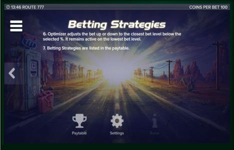 Route 777 Slot Machine Betting Strategies Screen