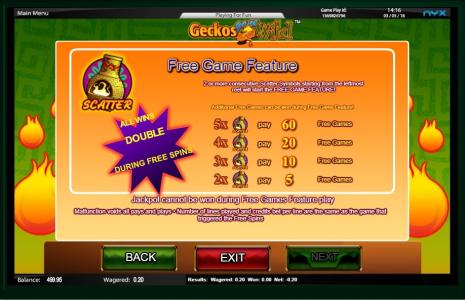 Geckos Gone Wild Slot Machine Free Game Feature Screen