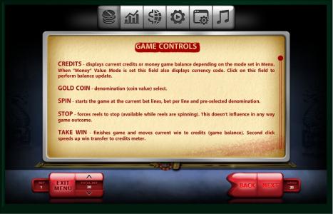 The Ninja Slot Machine Game Controls Screen