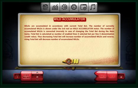 The Ninja Slot Machine Wild Accumulator Screen