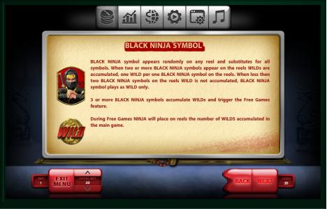 The Ninja Slot Machine Wild Symbol Screen