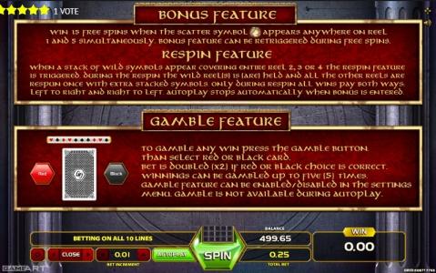 Dragon Lady Slot Machine Bonus, Respin, and Gamble Feature Screen