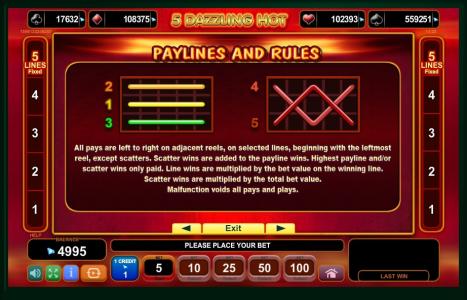 5 Dazzling Hot Slot Machine Paylines Screen