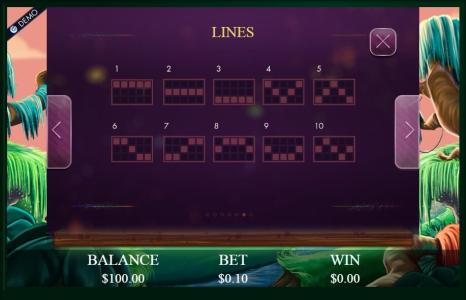 Machine Gun Unicorn Slot Machine Paylines Screen